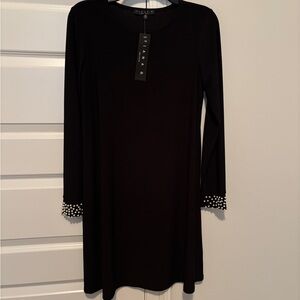 Tiana B. Black Dress with Pearl Accents